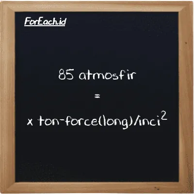 Contoh konversi atmosfir ke ton-force(long)/inci<sup>2</sup> (atm ke LT f/in<sup>2</sup>)